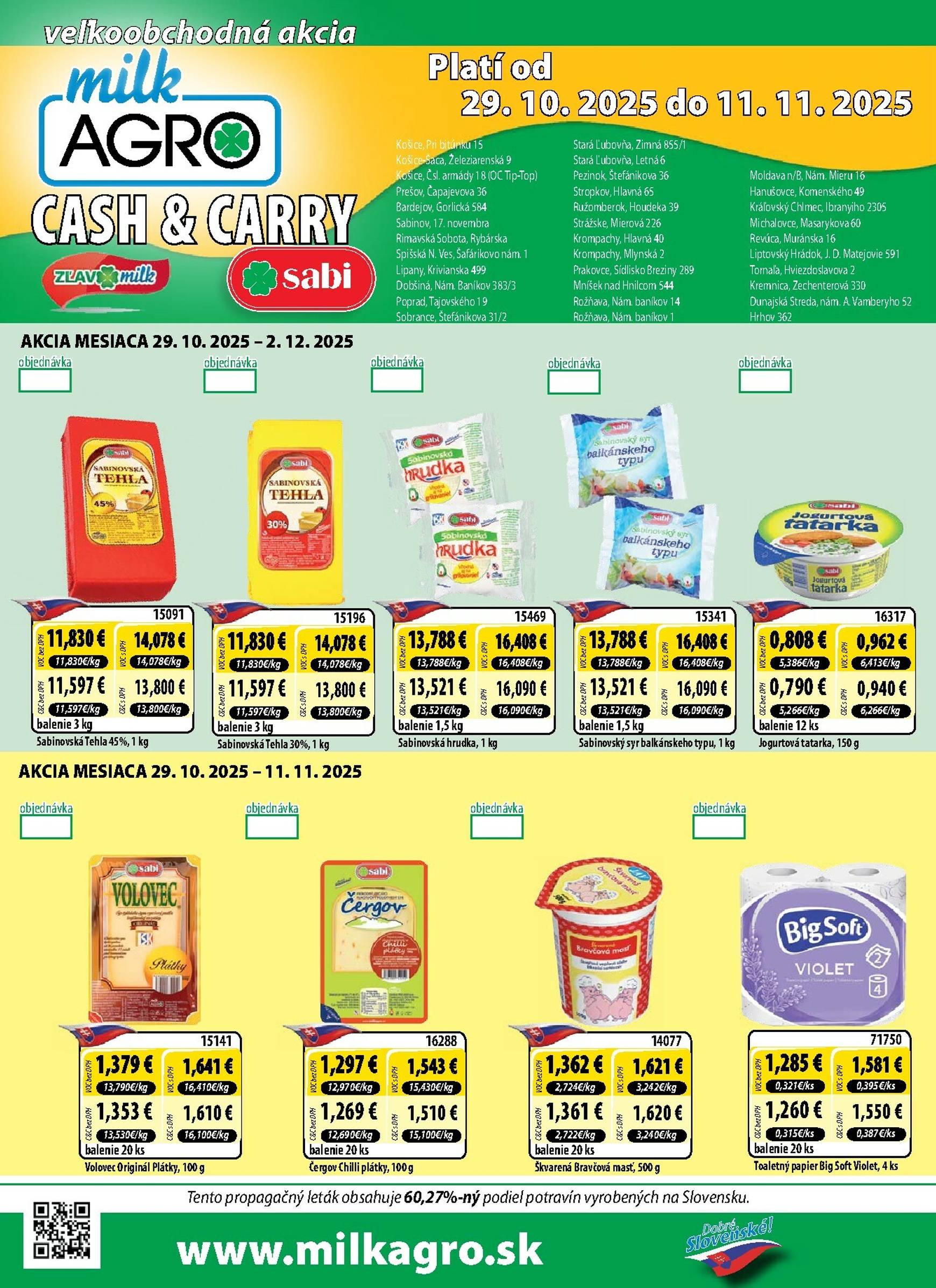 Page 1 of Aktuálny milk-agro leták platný od stredy 29.10 do 11.11