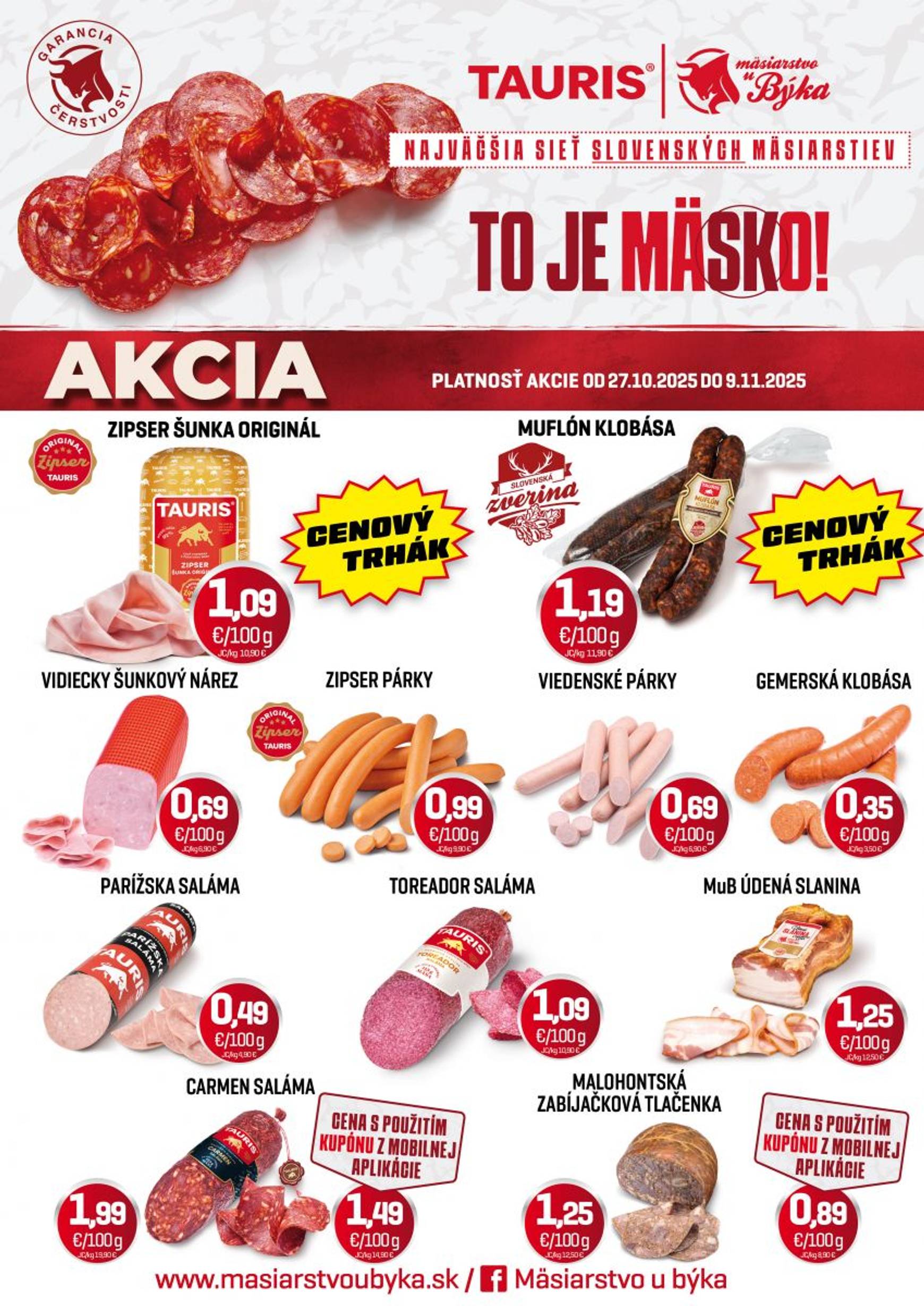 Page 1 of Aktuálny tauris leták platný od pondelka 27.10 do 09.11