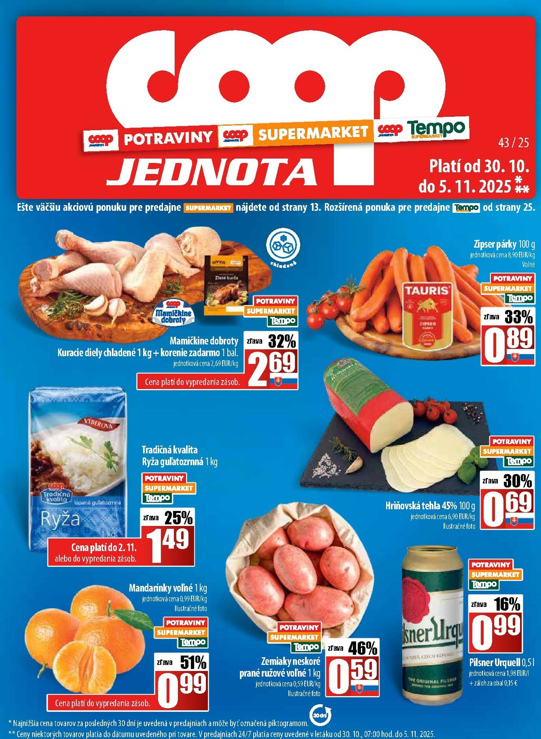 Page 1 of Aktuálny coop-jednota leták platný od štvrtka 30.10 do 05.11