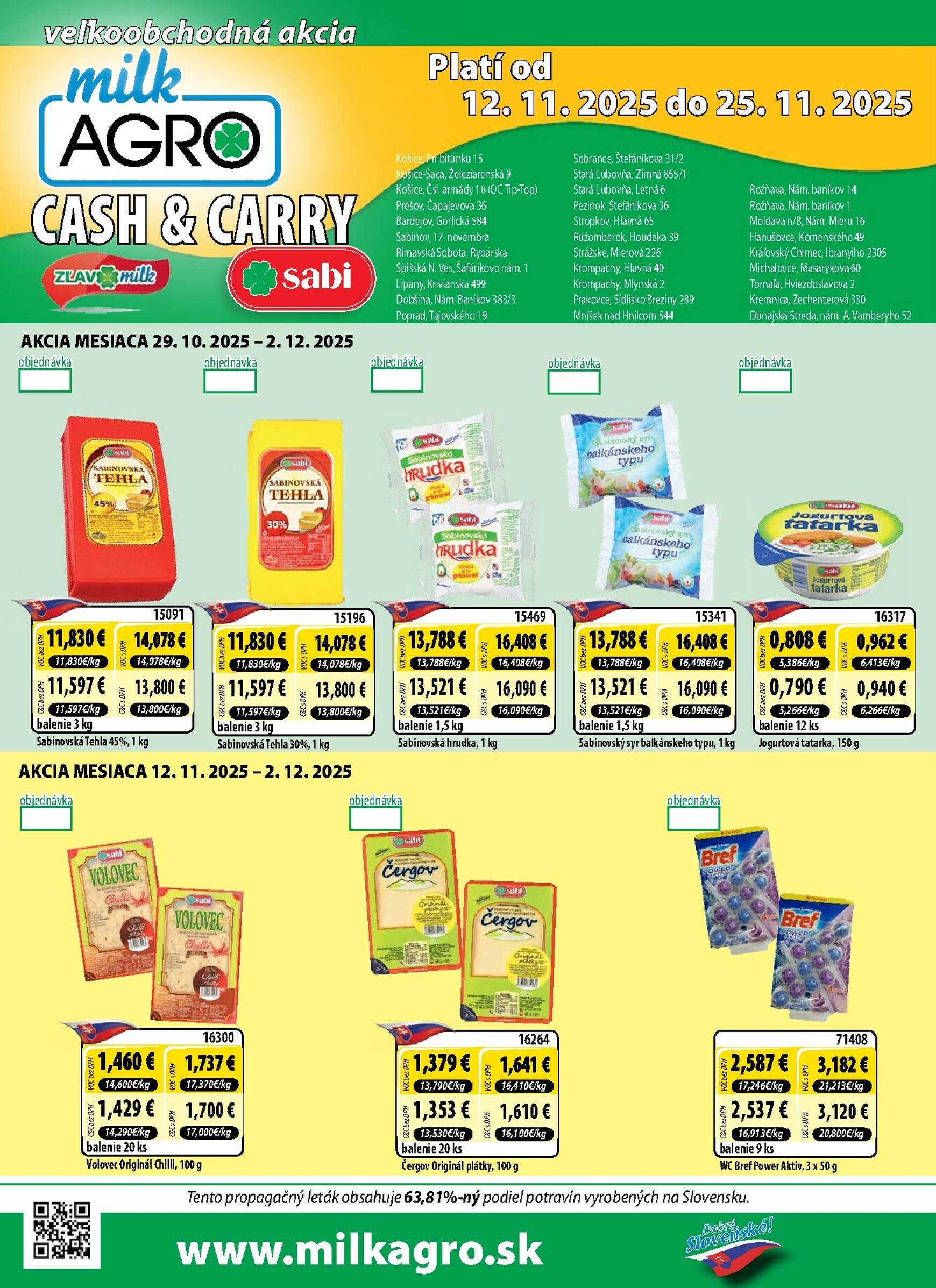 Page 1 of Aktuálny milk-agro leták platný od stredy 12.11 do 25.11