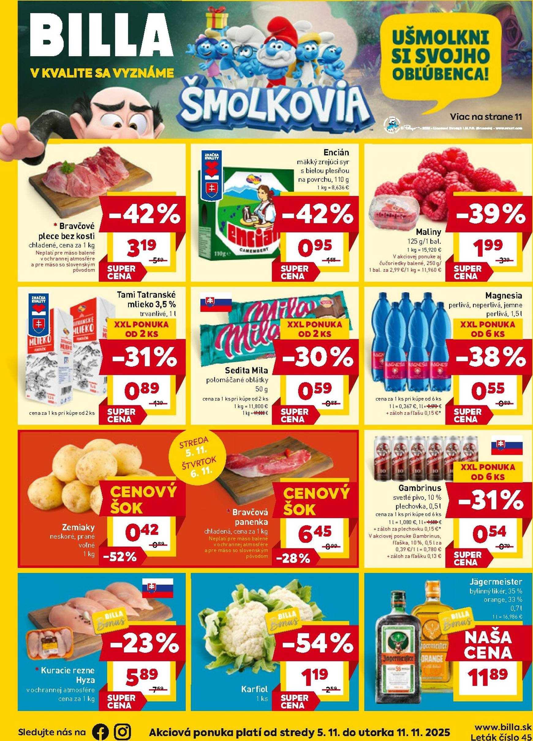 Page 1 of Aktuálny billa leták platný od stredy 05.11 do 11.11