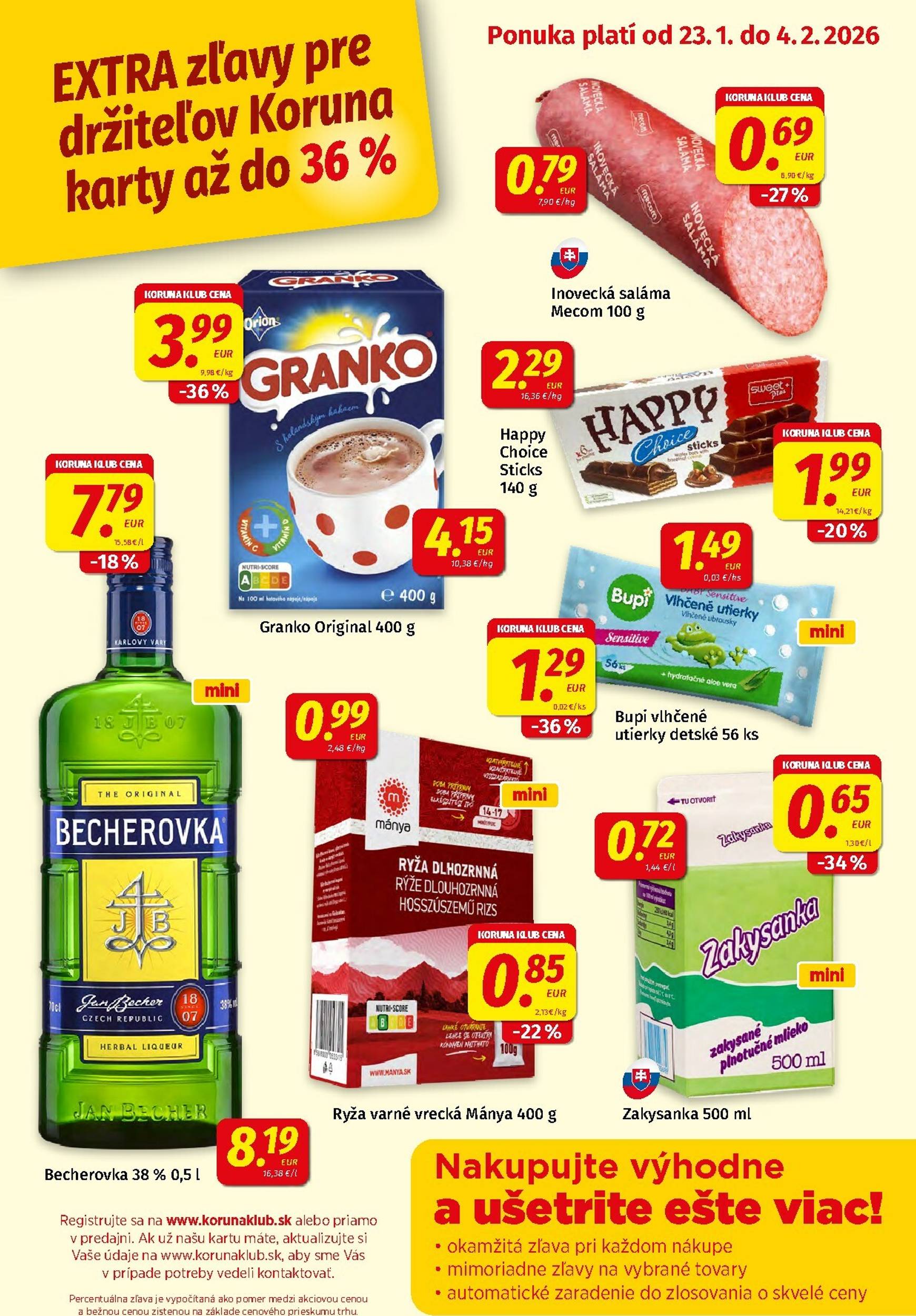Page 1 of Aktuálny koruna leták platný od piatka 23.01 do 04.02