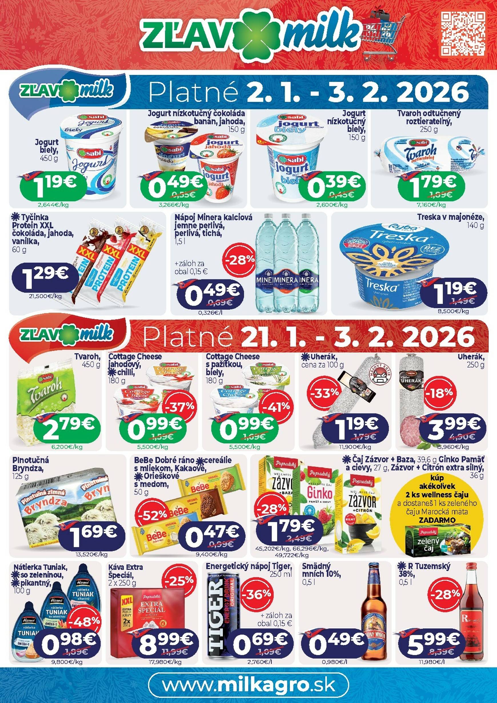 Page 1 of Aktuálny milk-agro leták platný od piatka 02.01 do 03.02